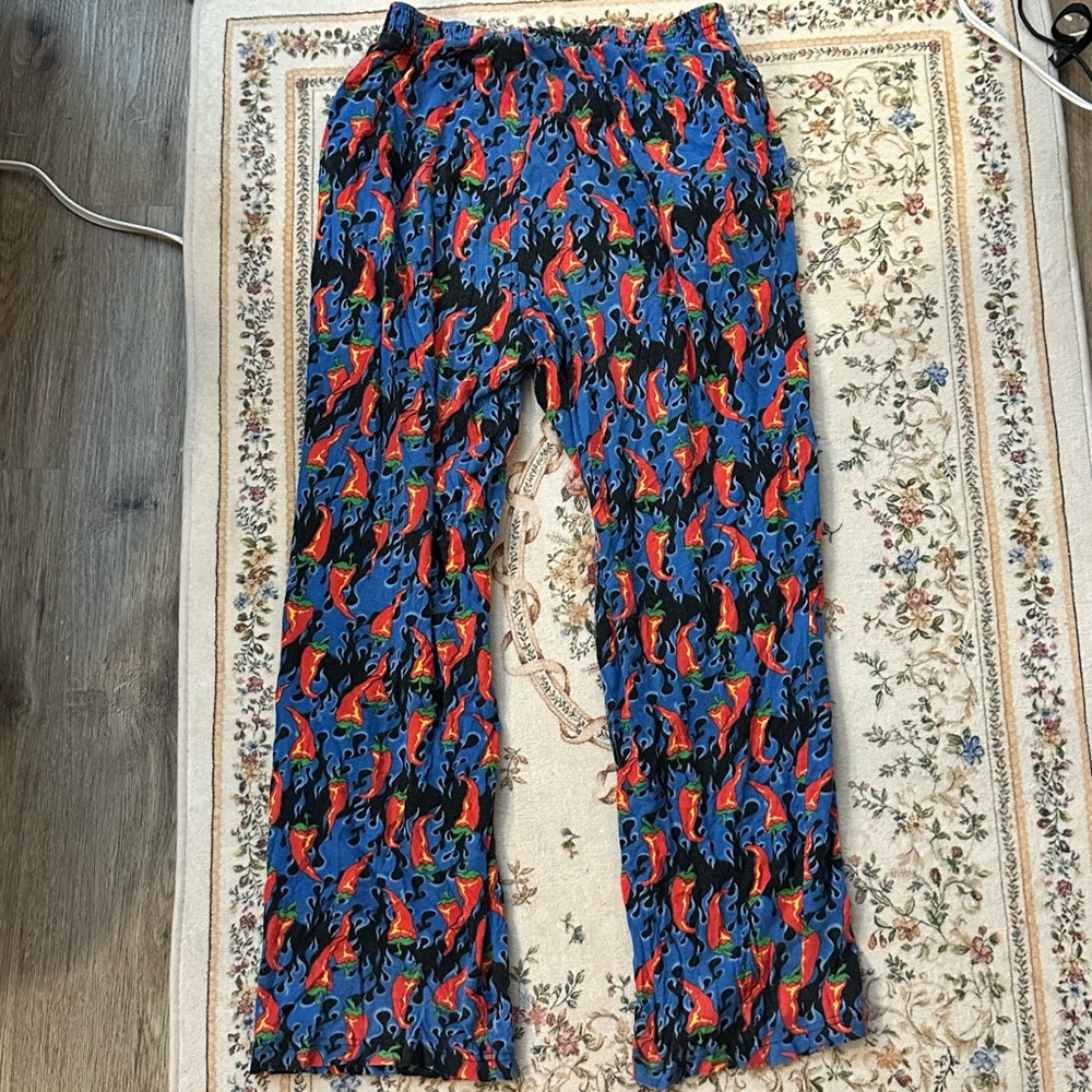 Blue Chili Pepper Pajama Pants Y2K Streetwear Odd Future Vibes